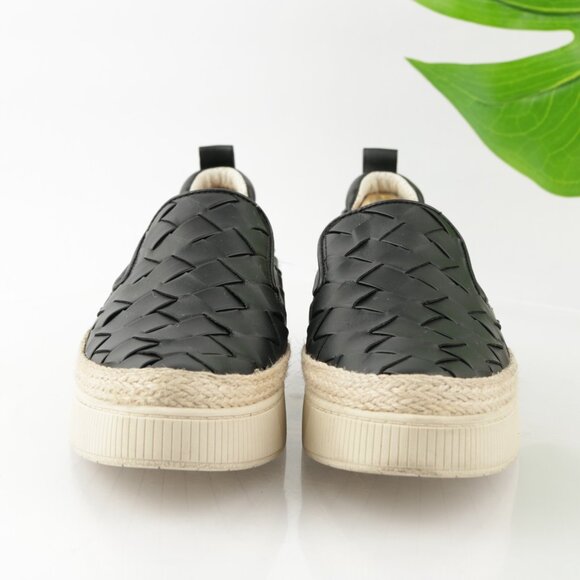 Franco Sarto Womens Hydee Slip On Shoes Size 10 Black Woven Platform Flats Vegan - Picture 11 of 12